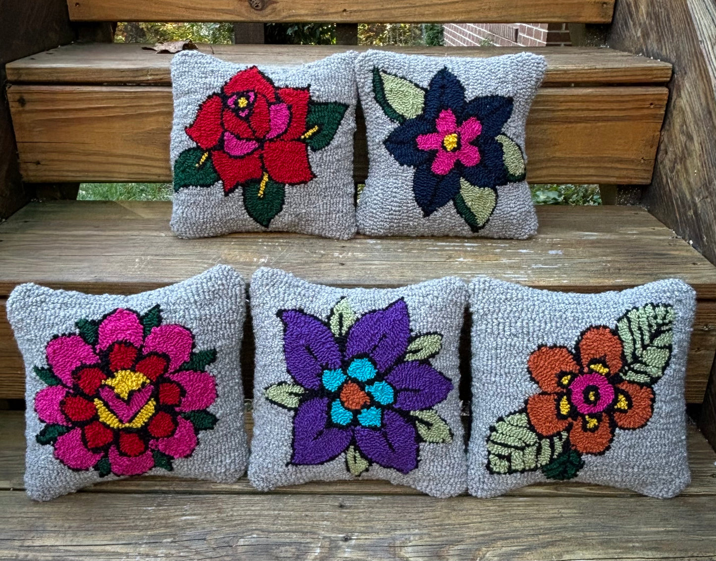 Tufted Orange Flower Pillow