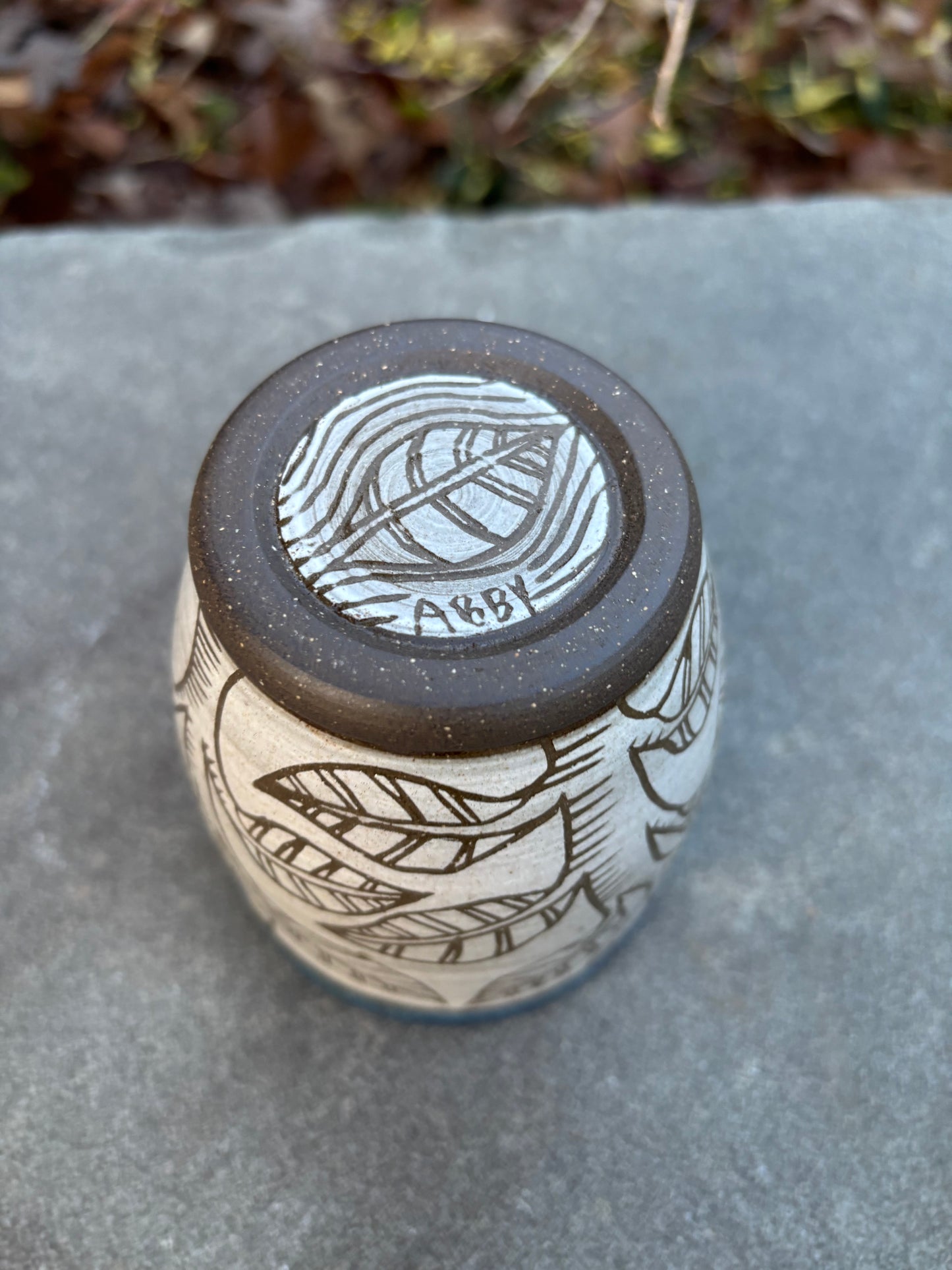 Blue Handleless Carved Tree Cup 12oz