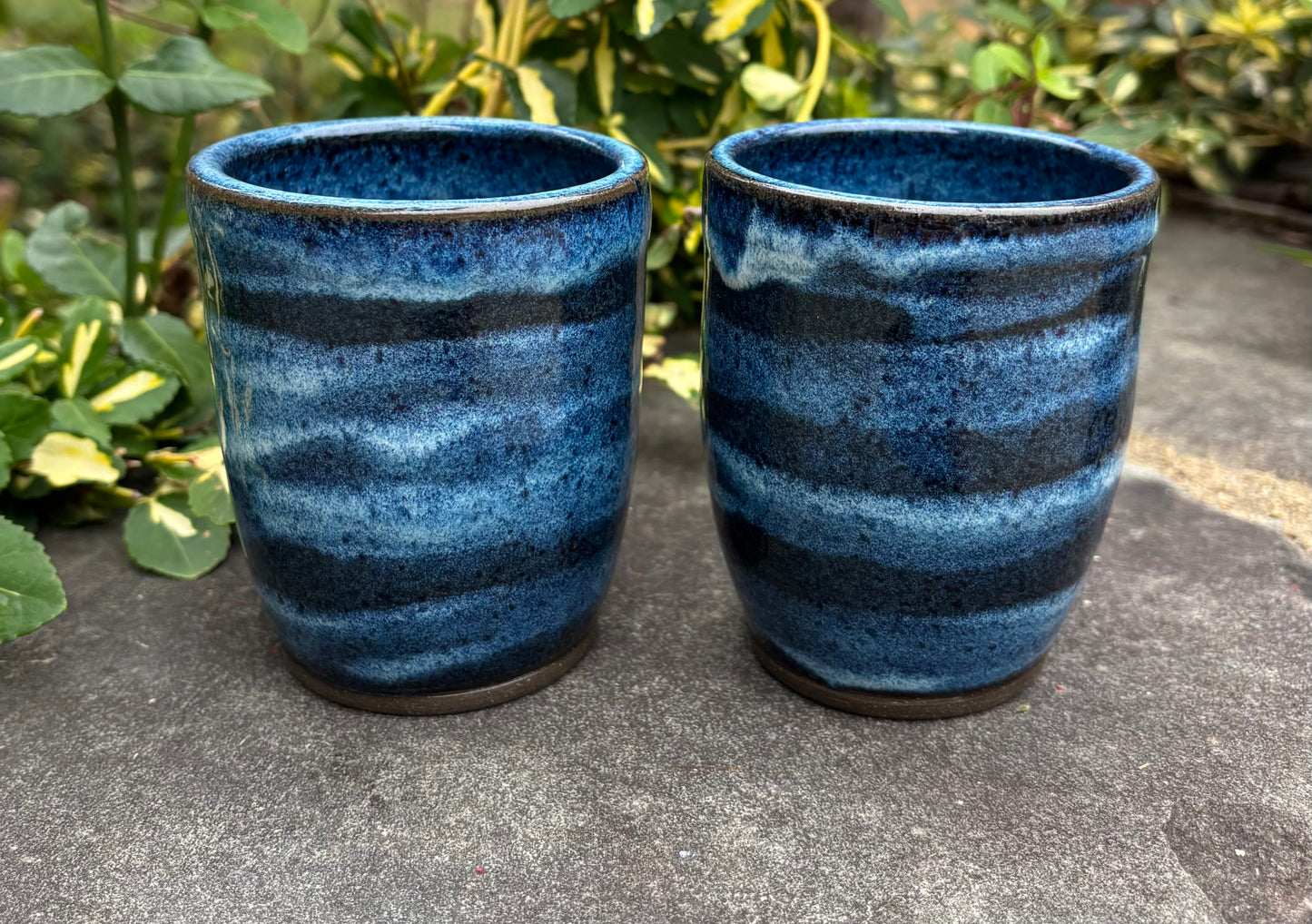 Handleless Striped Blue Cup 10oz