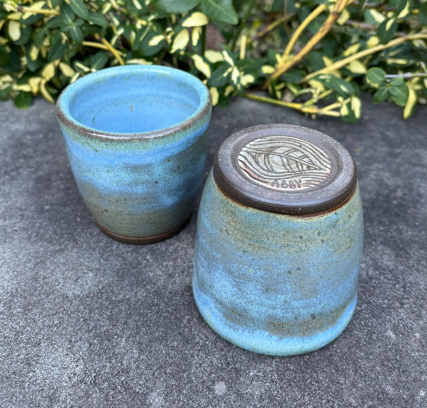 Small Light Blue Handleless Cup 7oz