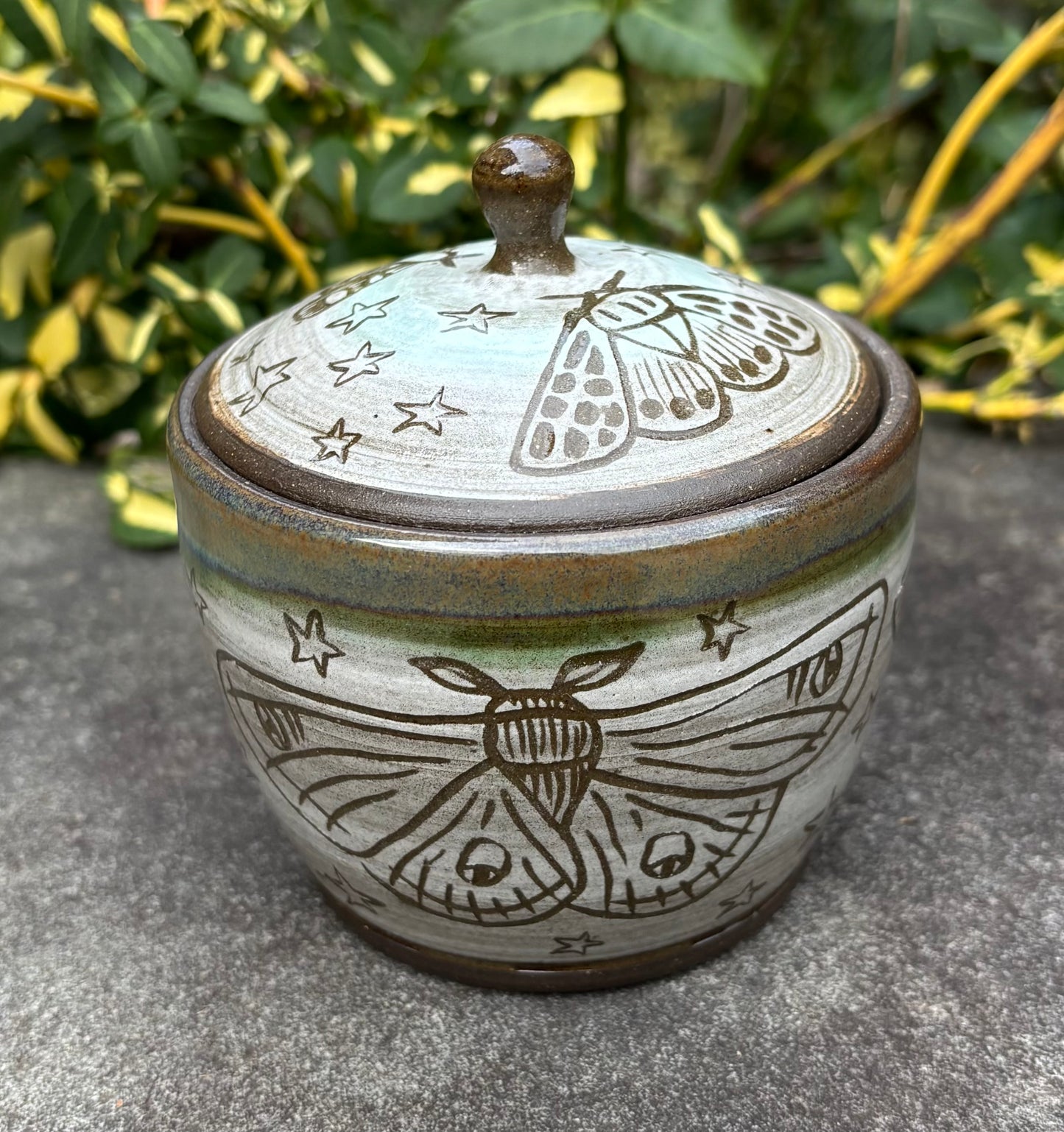 Carved Moth Jar