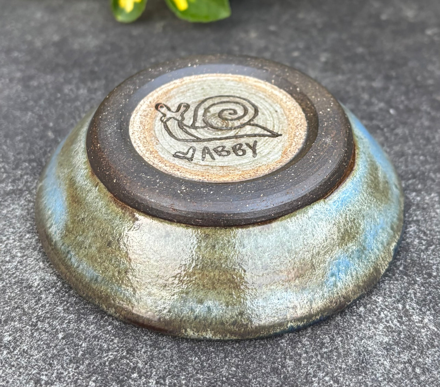 Tiny Light Blue and Brown Bowl