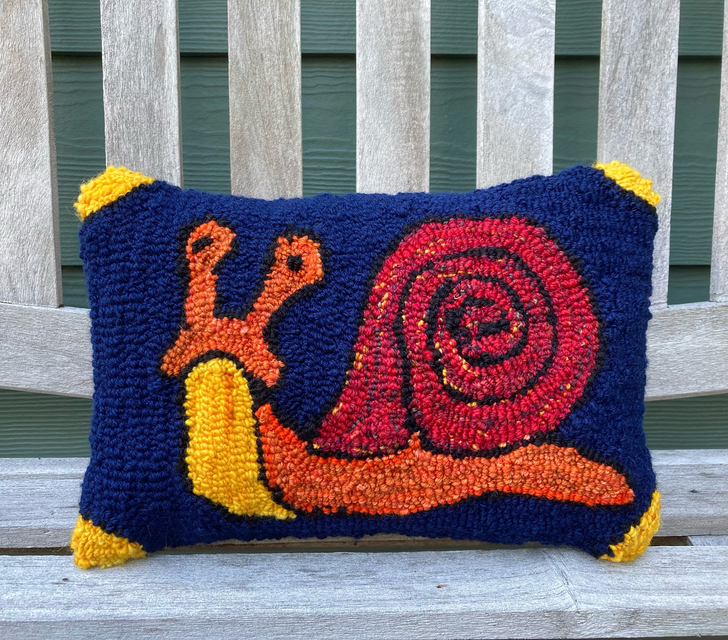 Tufted Red and Orange Snail Pillow