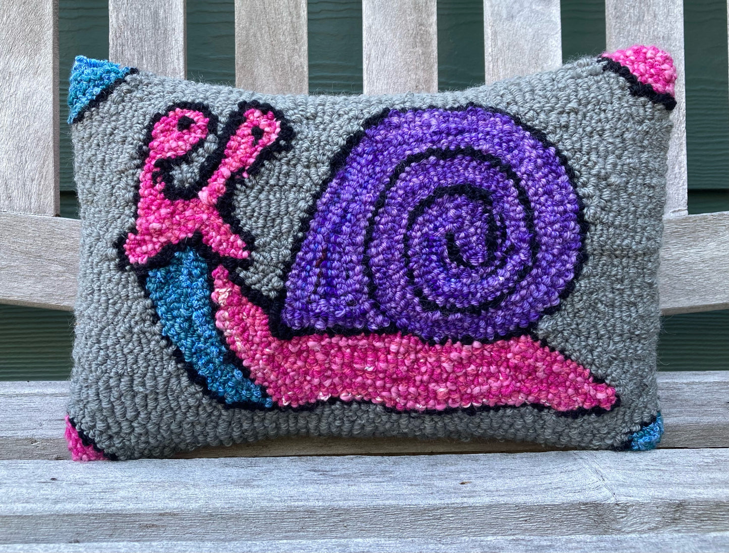 Tufted Pink and Purple Snail Pillow