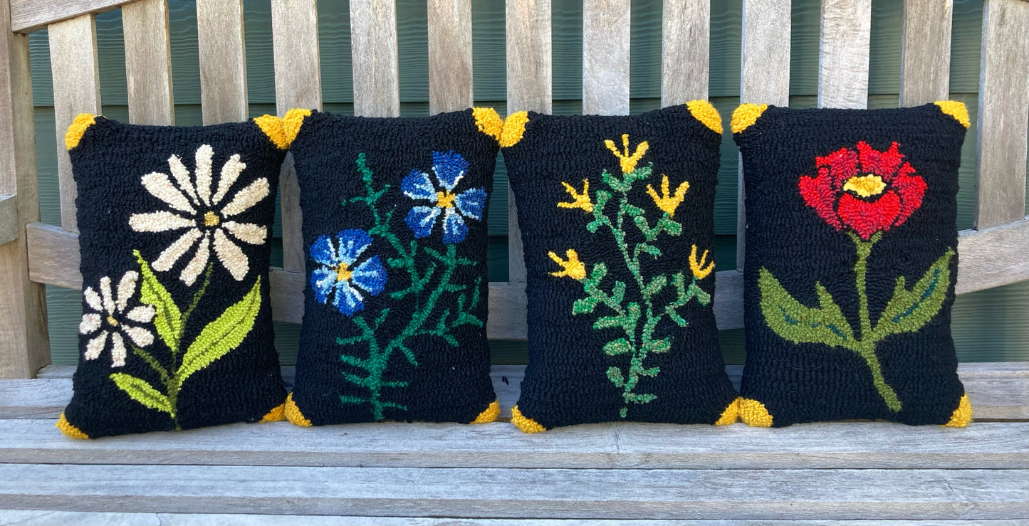 Tufted Blue Flower Pillow