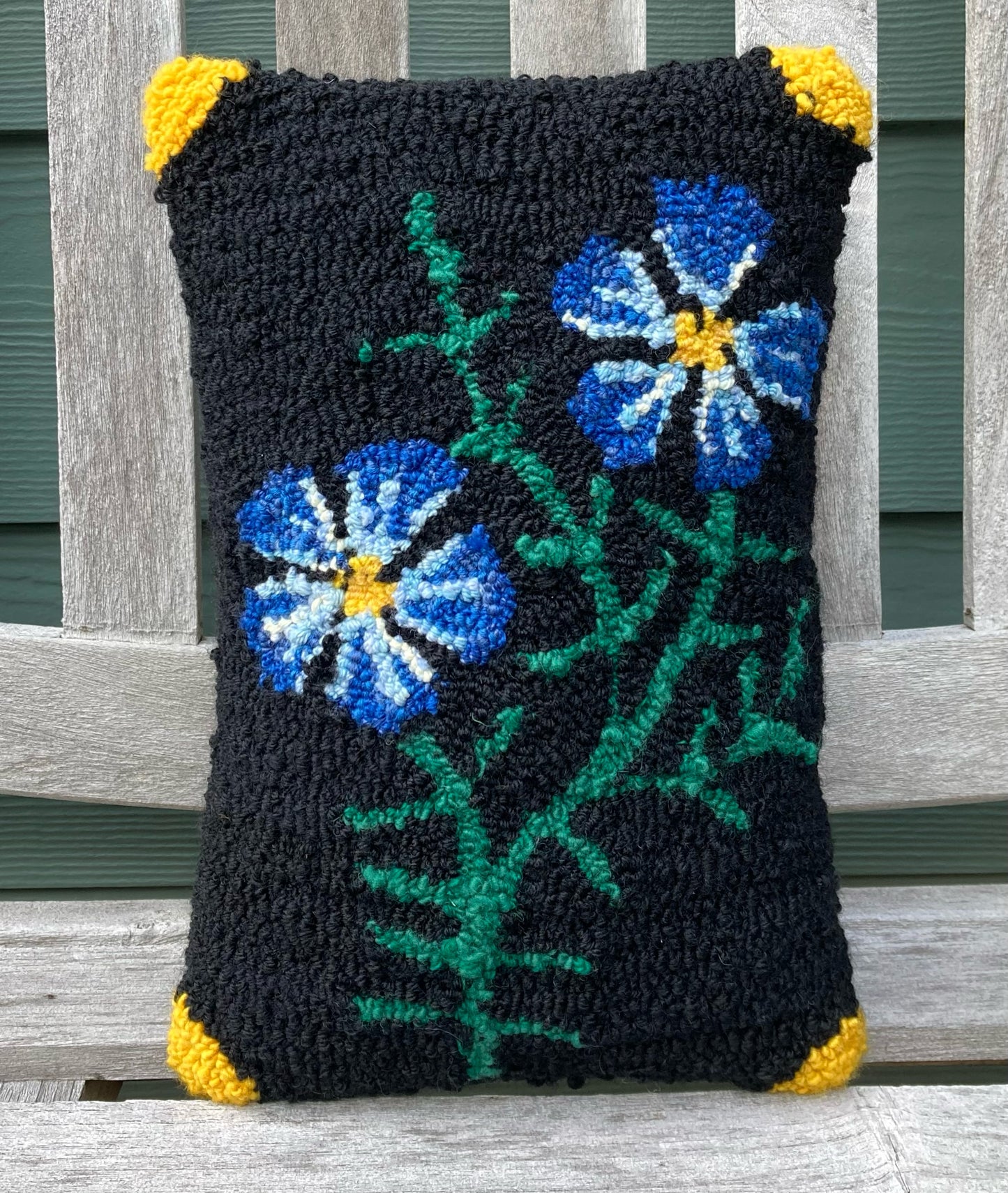 Tufted Blue Flower Pillow