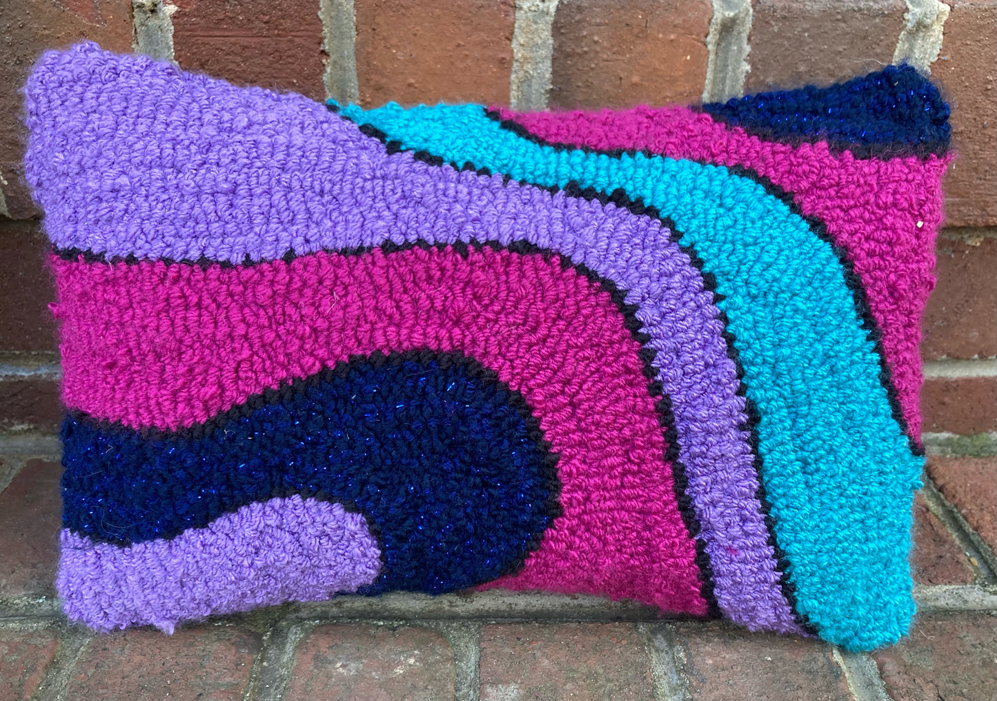 Tufted Pink and Purple Wavy Pillow