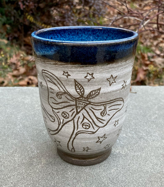 Handleless Carved Luna Moth Cup 16oz