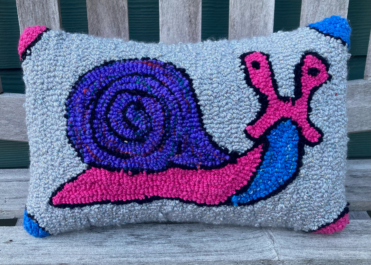Tufted Pink and Purple Snail Pillow