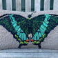Tufted Emerald Peacock Butterfly Pillow