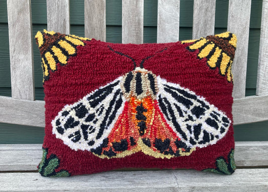 Tufted Tiger Moth with Flowers Pillow