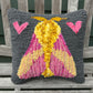 Tufted Rosy Maple Moth with Hearts Pillow