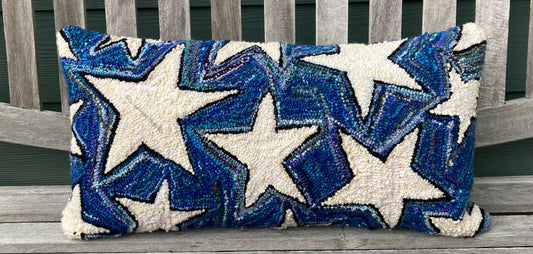 Tufted Long Blue Star Pillow