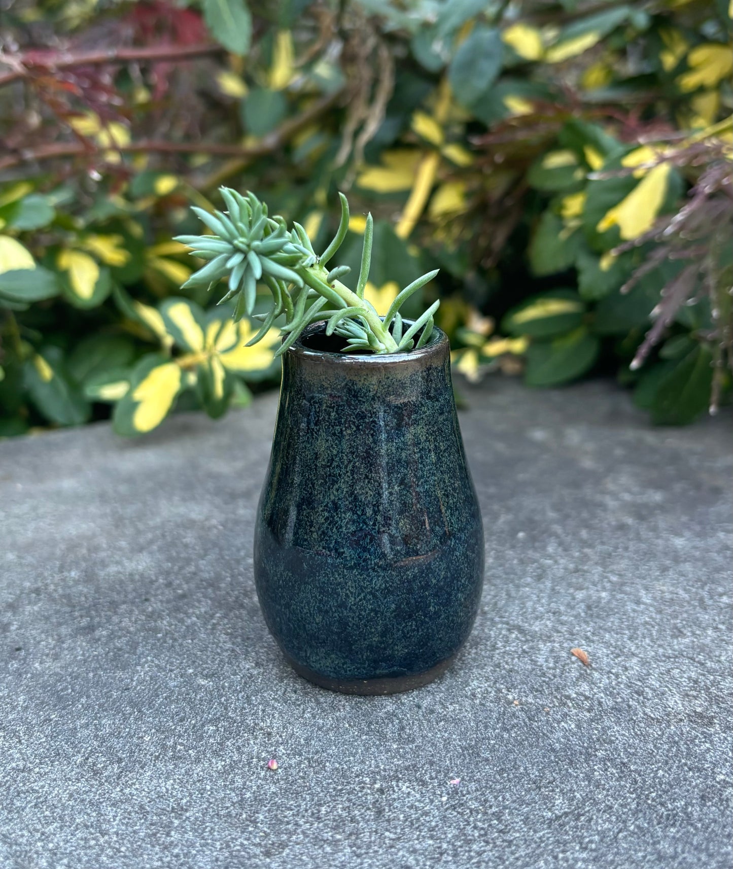 Tiny Dark Green Bud Vase