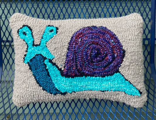 Tufted Purple and Turquoise Snail Pillow