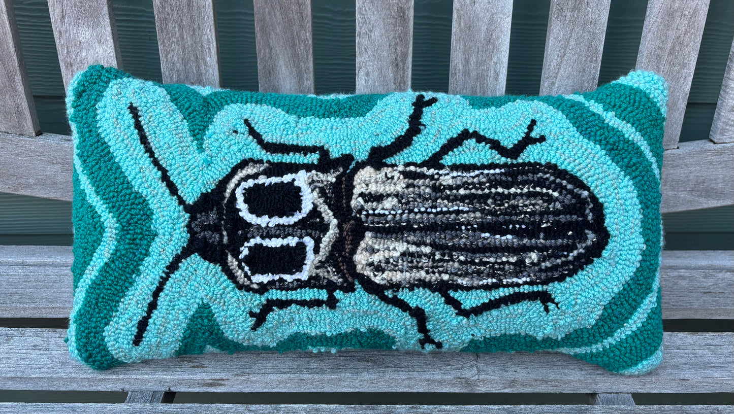 Tufted Teal Click Beetle Pillow