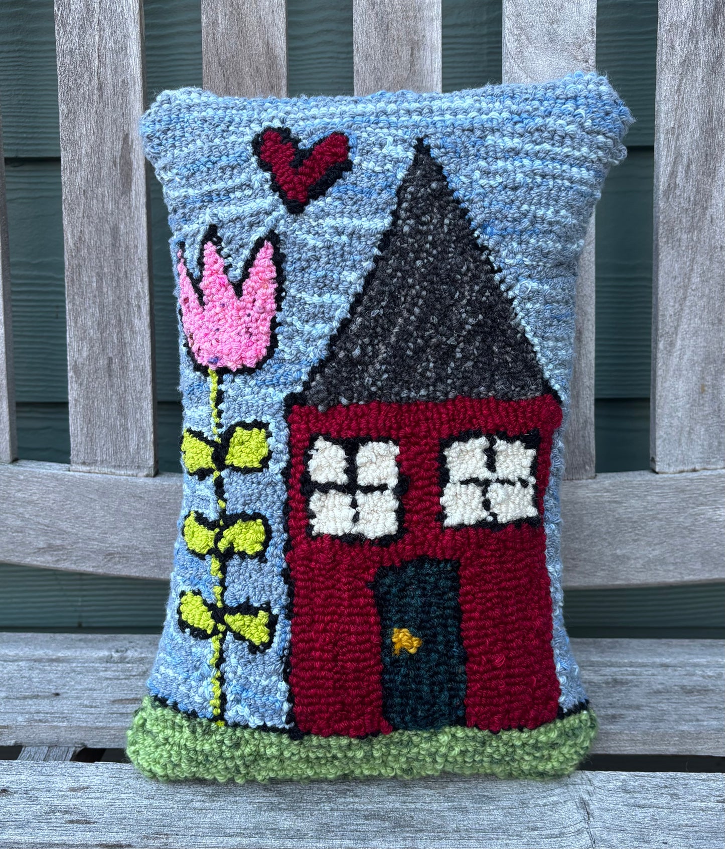 Tufted Red House Pillow