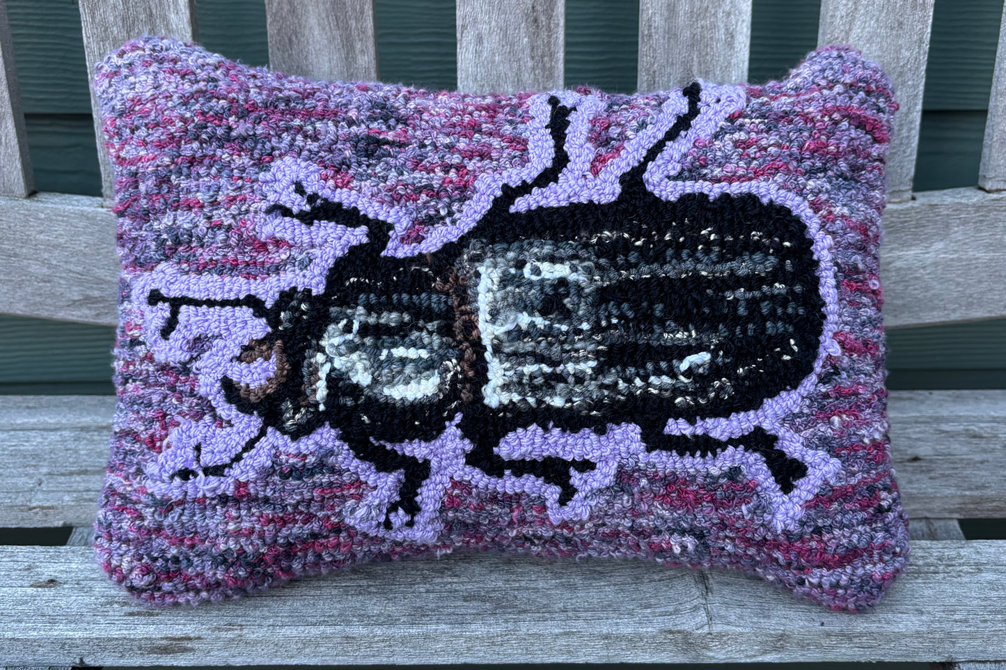 Tufted Pink and Purple Bess Beetle Pillow