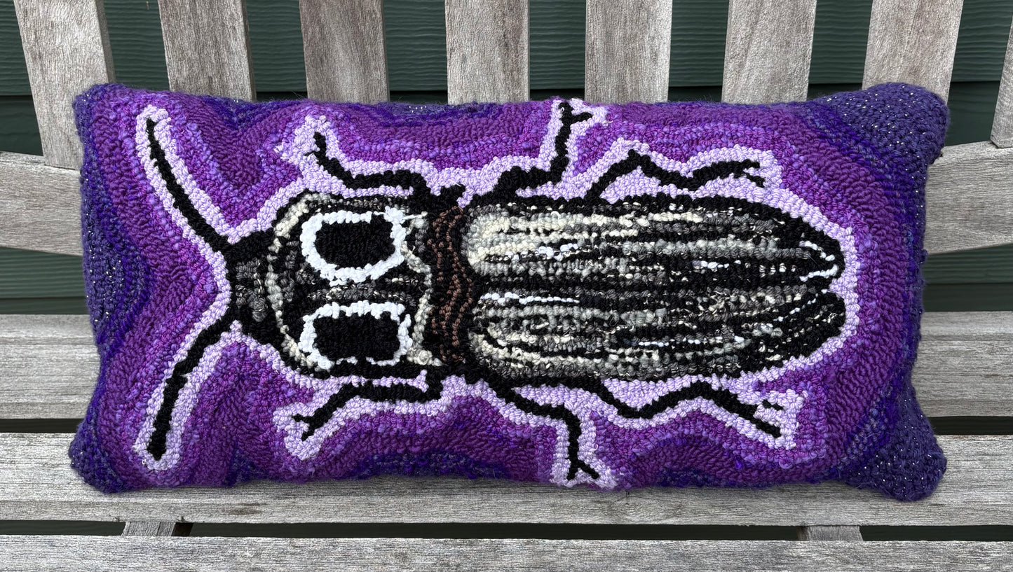 Tufted Purple Click Beetle Pillow