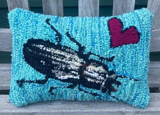 Tufted Blue Bess Beetle Pillow