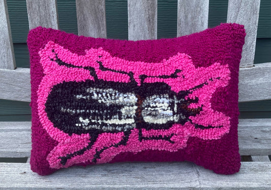 Tufted Pink Bess Beetle Pillow