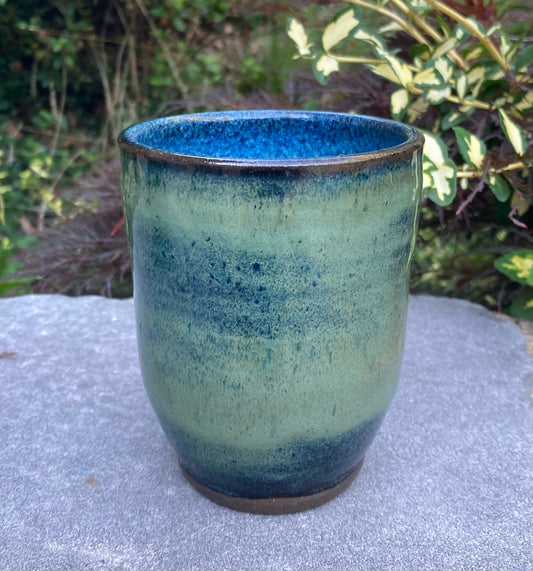 Handleless Green and Blue Cup 14oz