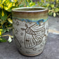 Handleless Green Carved Moth Cup 12oz