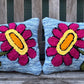 Tufted Pink Flower Pillow