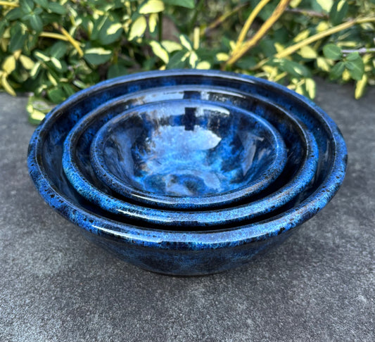 Small Dark Blue Nesting Bowl Set of 3