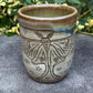 Green Handleless Carved Moth Cup 11 oz