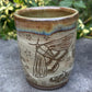Green Handleless Carved Moth Cup 11 oz