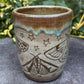 Green Handleless Carved Moth Cup 11 oz