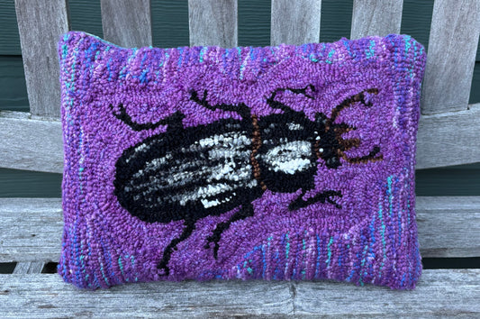 Tufted Purple Bess Beetle Pillow