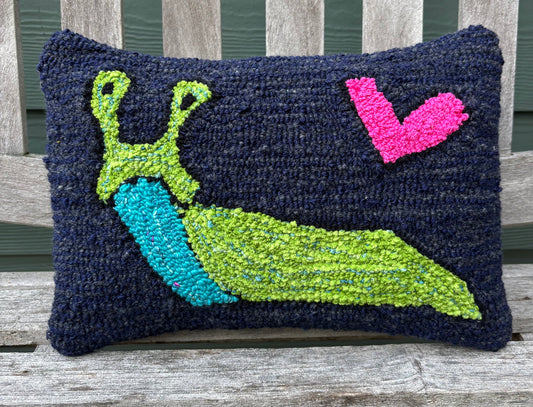 Tufted Green Slug Pillow