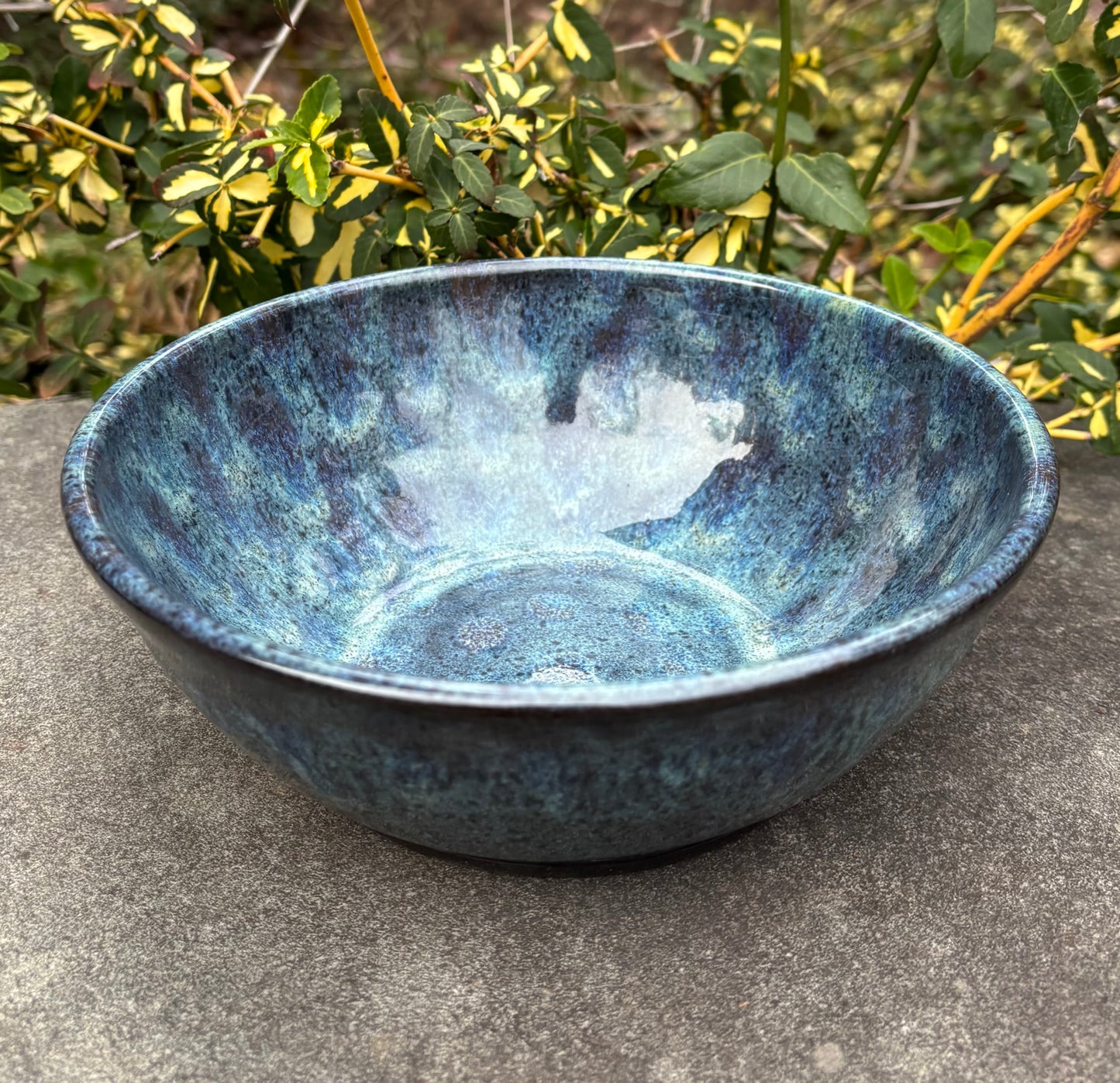Large Gray Blue Speckle Bowl