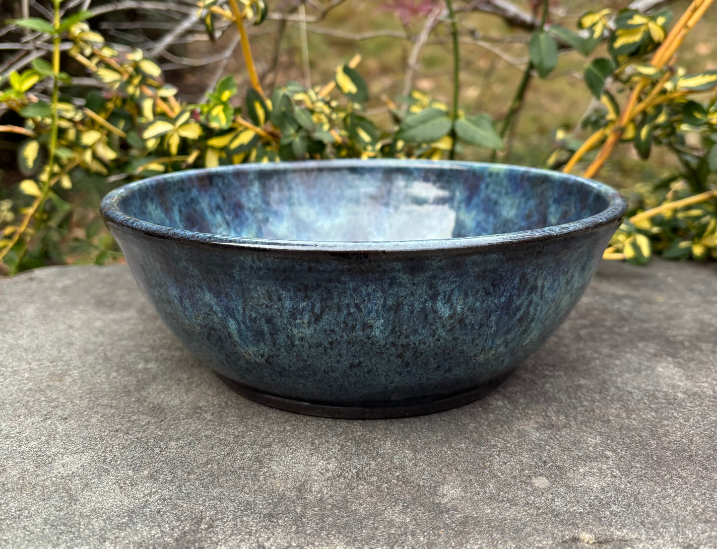 Large Gray Blue Speckle Bowl