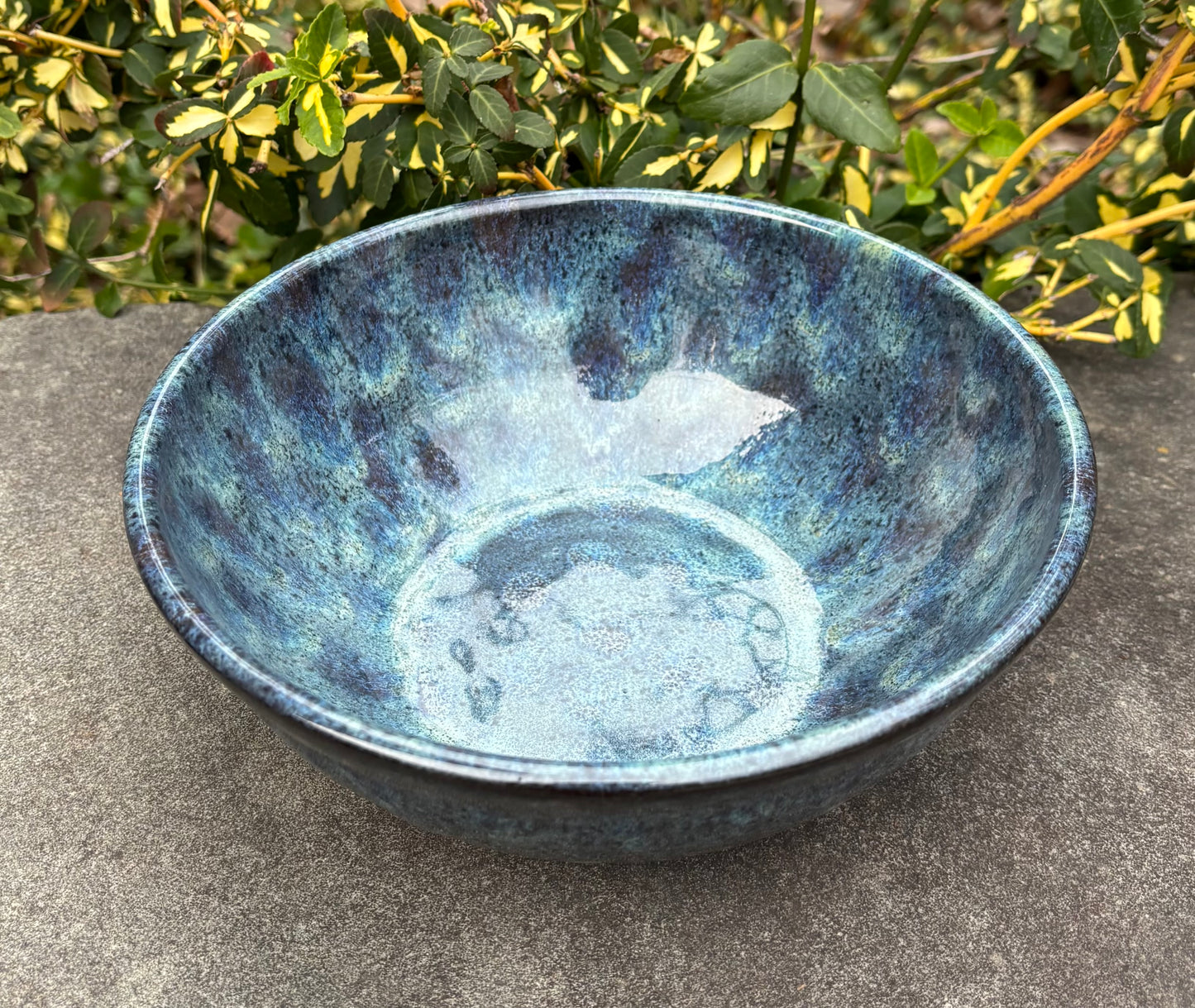 Large Gray Blue Speckle Bowl
