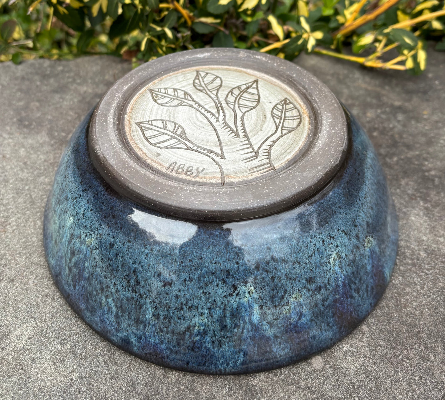 Large Gray Blue Speckle Bowl