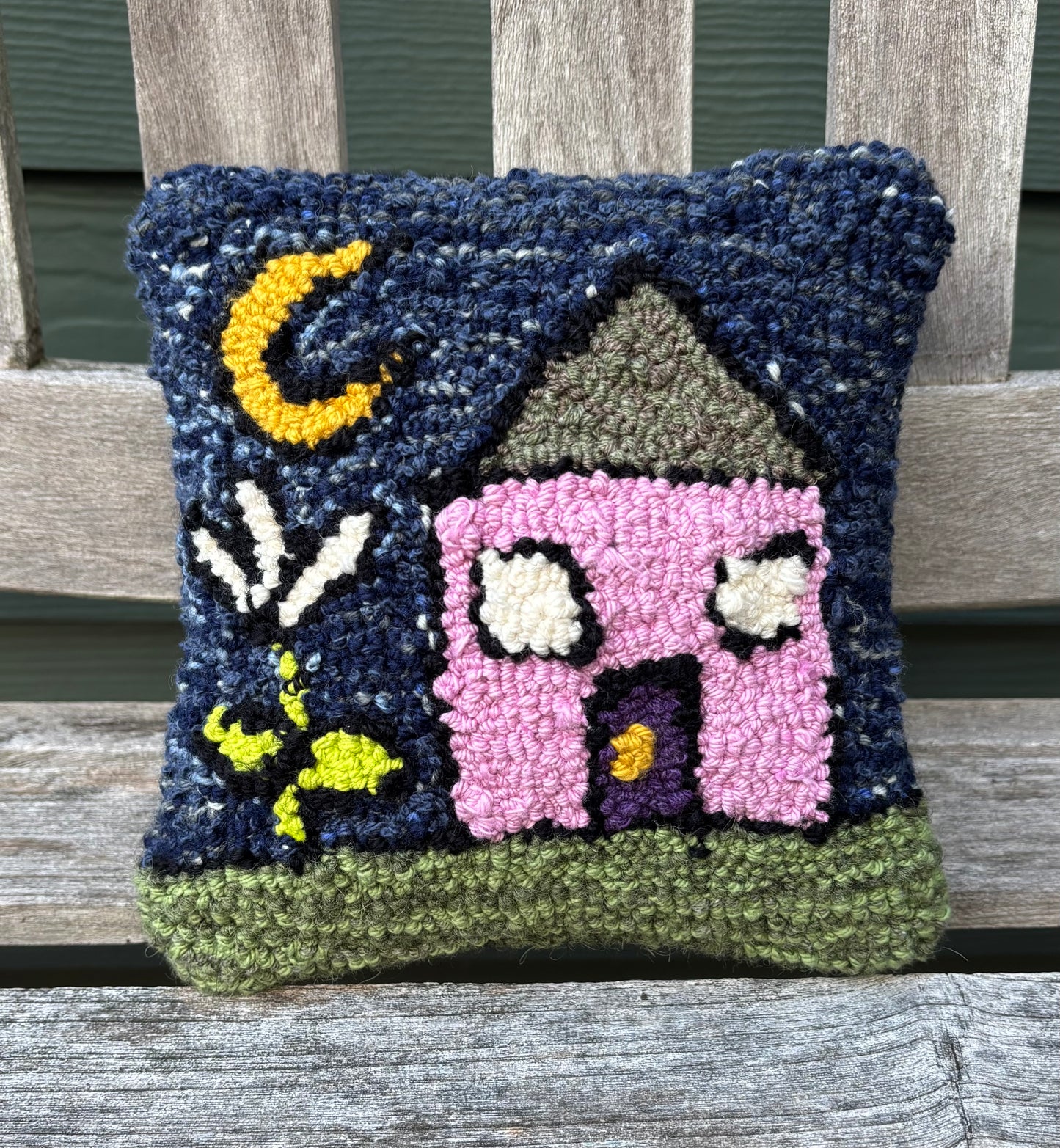 Tufted Tiny Purple House Pillow