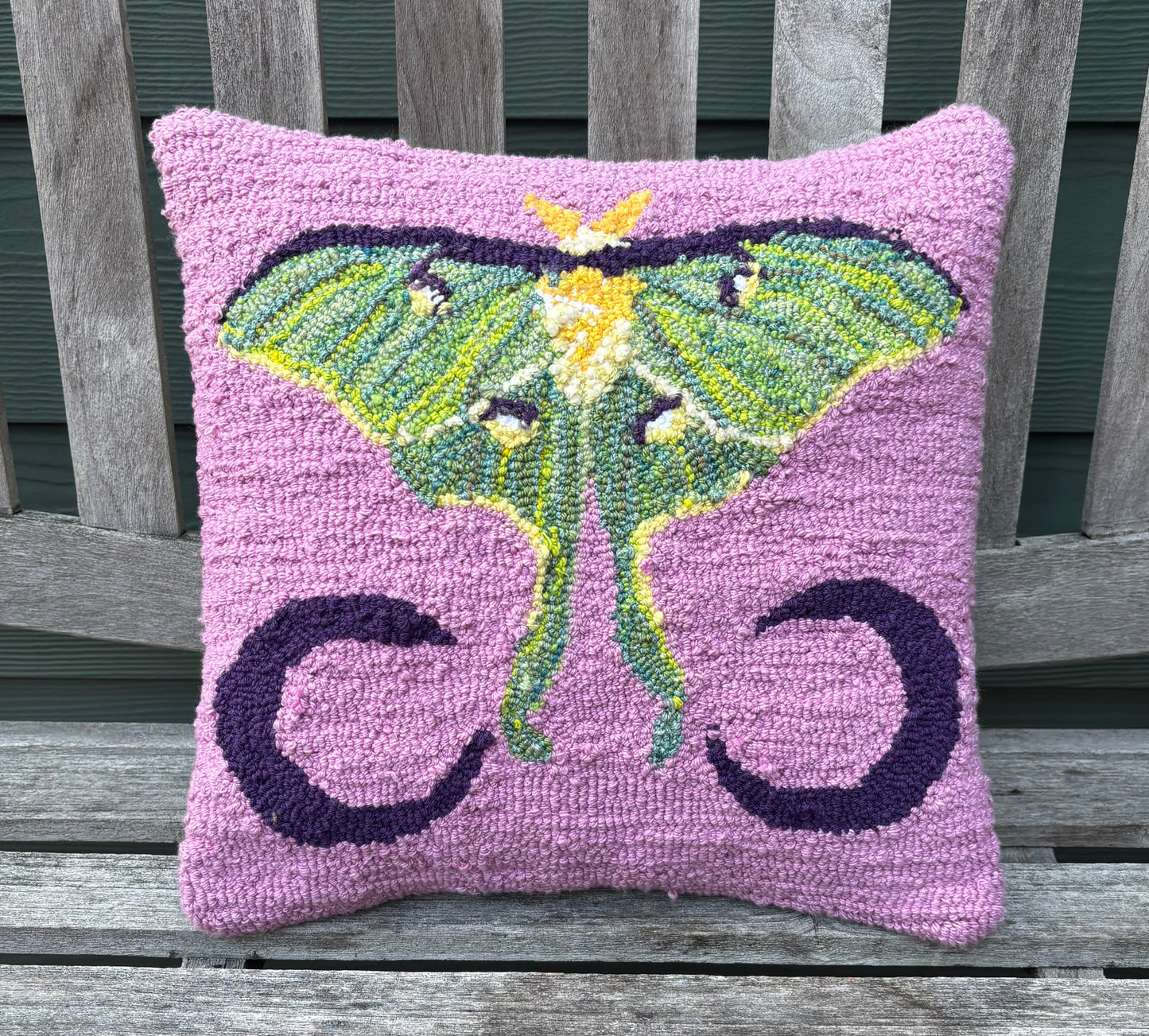 Tufted Purple Luna Moth Pillow
