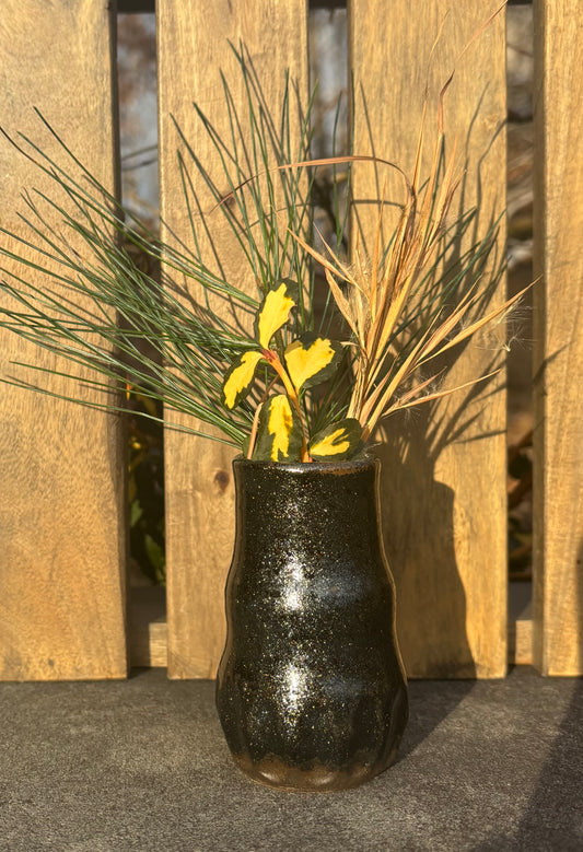 Tiny Black Sparkle Bud Vase