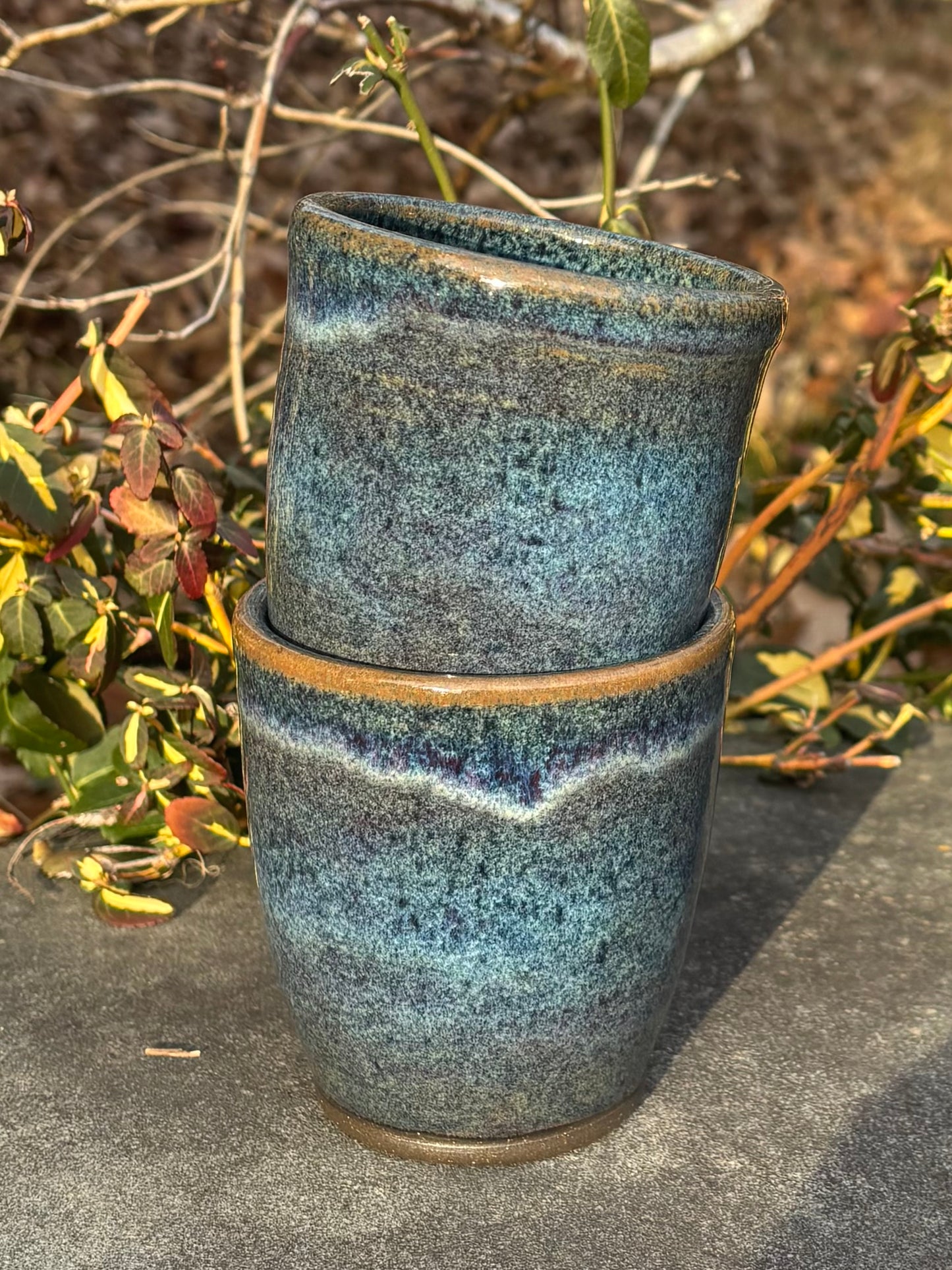 Handleless Blue and Purple Cup 11oz