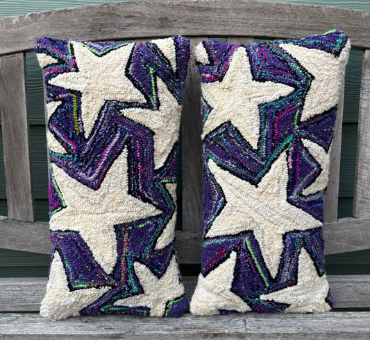 Tufted Multicolor Purple Star Pillow