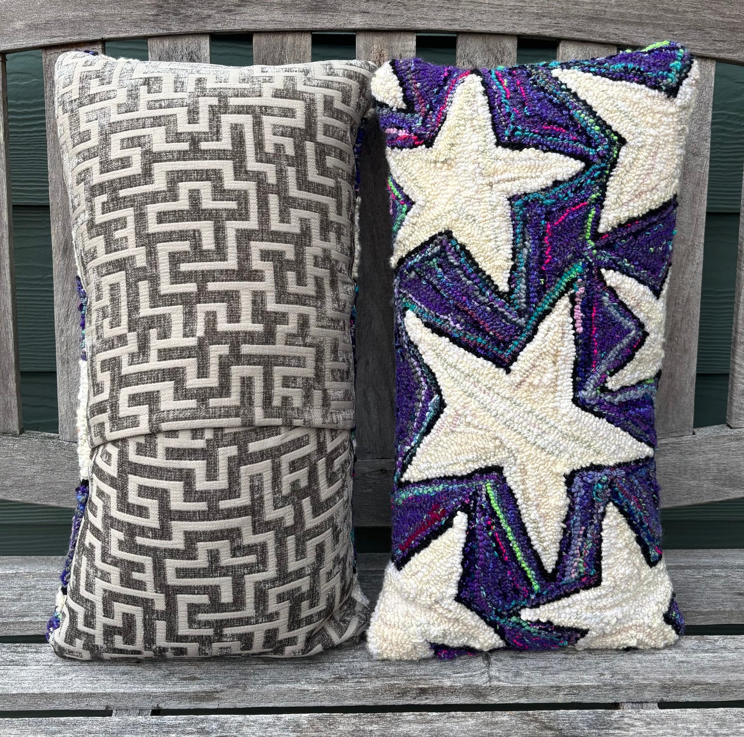 Tufted Multicolor Purple Star Pillow