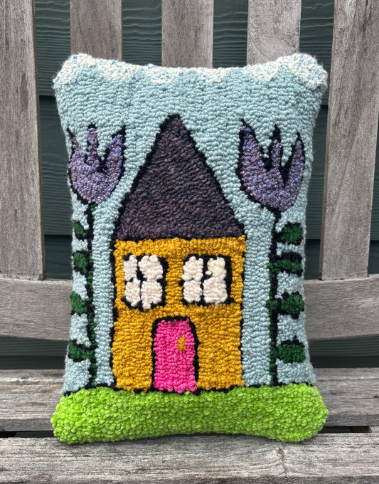 Tufted Yellow House Pillow