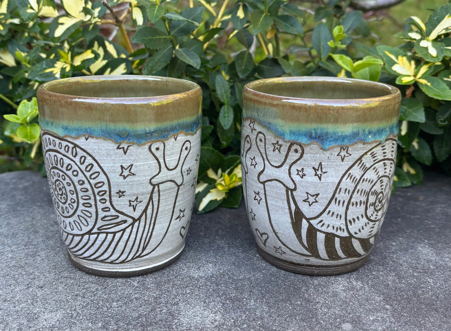 Green Carved Handleless Snail Love Mug 12oz