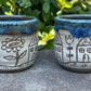 Small Blue Carved House Mug 4oz