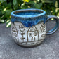 Small Blue Carved House Mug 4oz