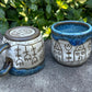 Small Blue Carved House Mug 4oz