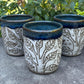 Carved Dark Blue Handleless Tree Mug 12oz